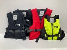 4 X HELLY HANSEN LIFEJACKETS VARIOUS SIZES AND MODELS INCLUDING RED LIFEJACKET SIZE XL - LOCATION 35C.