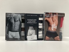 3 X PACKS OF UNDERWEAR VARIOUS BRANDS AND SIZES INCLUDING TOMMY HILFIGER BRIEFS SIZE L (IN AN ARMANI PACK INCLUDES TWO BRIEFS INSTEAD OF THREE) - LOCATION 52C.