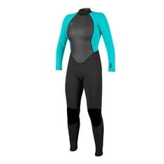 ONEILL WETSUITS REACTOR II-FULL WETSUIT WITH 3/2 MM BACK ZIP, WOMEN'S, BLACK/LIGHT AQUA, 10 - 36C LOCATION.