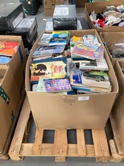 PALLET OF BOOKS IN VARIOUS LANGUAGES INCLUDING OLE WINTERWITCH BY DANIELA DRESCHER.