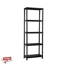 5 X 7H SEVEN HOUSE - STORAGE SHELVES, POLYPROPYLENE PP, MULTIPURPOSE, HOME, STORAGE, BEDROOM AND KITCHEN, 5 SHELVES, MAX LOAD 125KG, 60X30.5X172CM (LXWXH), COLOUR BLACK.