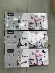 3 X LIONELO LUCA CITY SCOOTER XXL UP TO 100 KG, SCOOTER FOR CHILDREN, BIG WHEELS 200 MM SHOCKRESIST SHOCK ABSORBER, HEIGHT ADJUSTABLE STEERING WHEEL, FOLDING BRAKE (WHITE).