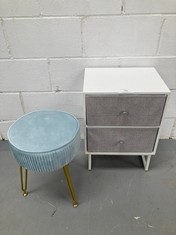 2 X HOUSEHOLD ITEMS INCLUDING BLUE STOOL .