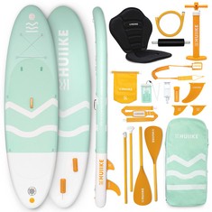 INFLATABLE PADDLE SURF BOARD WITH PREMIUM ACCESSORIES - HUIIKE | PADDLE BOARD WITH DOUBLE USE PADDLE AND KAYAK SEAT | STAND UP PADDLE GREAT STABILITY AND RESISTANCE | PADDLE BOARD.