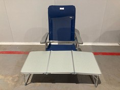 2 X CAMPING RELATED ITEMS INCLUDING AKTIVE BEACH CHAIR BLUE COLOUR.