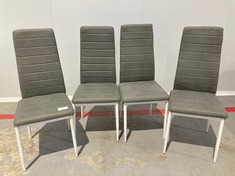 4 X GREY AND WHITE UPHOLSTERED HOME CHAIRS .