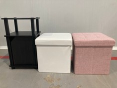 3 X VARIOUS MODELS OF HOME FURNITURE INCLUDING WHITE PADDED BOOT.