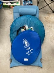 4 X CAMPING ITEMS INCLUDING CAMPING TENT AKTIVE BLUE COLOUR.