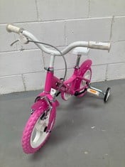 PINK CHILDREN'S BIKE WITH RUBBER WHEELS FOR LEARNING.