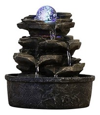 ZENLIGHT LITTLE ROCK POLYRESIN FOUNTAIN, DARK BROWN, 20 X 20 X 23 CM.