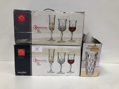 3 X HOUSEHOLD SUNDRIES INCLUDING SET OF 18 GLASSES .