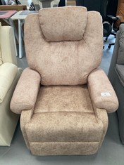 HOMCOM RECLINING MANUAL RECLINING ARMCHAIR UPHOLSTERED IN BEIGE VELVET.