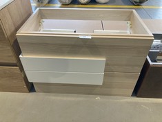 BATHROOM CABINET WITH TWO BEIGE AND WHITE DRAWERS (SINGLE DRAWER).