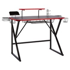 BASICS RECTANGULAR GAMING DESK WITH STORAGE SPACE FOR CONTROLLERS, HEADSETS AND SPEAKERS, RED, 130 X 60 X 90 CM.