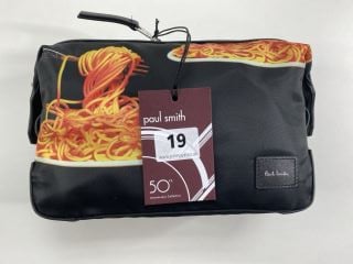 PAUL SMITH MEN'S WASHBAG SPAGHETTI. MADE FROM: 100% POLYESTER WITH COW LEATHER TRIM. RRP: £160