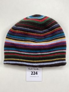 PAUL SMITH MEN'S HAT BEANIE MSTRP. MADE FROM: 40 WOOL 25 VISCOSE 25 POLYESTER 10 CASHMERE KNITTED. RRP: £