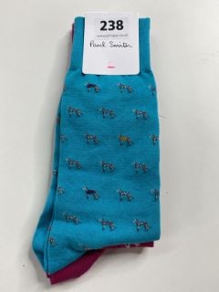 2 X PAUL SMITH MEN'S SOCKS TO INC ORLY PLANE. MADE FROM: 80% SOFT COTTON 18% POLYAMIDE 2EA KNITTED. RRP: £36