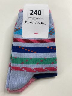 2 X PAUL SMITH WOMEN'S SOCKS TO INC MOUNTAIN. MADE FROM: 70 SOFT COTTON 27 POLYAMIDE 3 ELASTANE KNITTED. RRP: £36