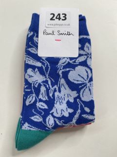 2 X PAUL SMITH WOMEN'S SOCKS TO INC FLOWER. MADE FROM: 80 SOFT COTTON 17 POLYAMIDE 3 ELASTANE. RRP: £36