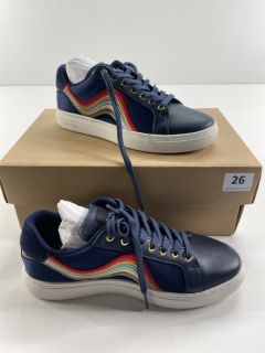 PAUL SMITH WOMEN'S SHOE LAPIN NAVY SWIRL EMBROIDERY. SIZE: 36, MADE FROM: 80% NYLON 20% COW LEATHER UPPER/RUBBER SOLE. RRP: £195