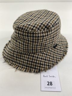 PAUL SMITH MEN'S HAT CHECK BUCKET. SIZE: M, MADE FROM: 100% WOOL WOVEN. RRP: £85