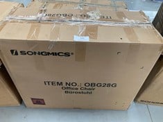 SONGMICS OFFICE CHAIR MODEL OBG28G GREY AND BLACK WITH WHITE DETAILS (MAY BE BROKEN OR INCOMPLETE).