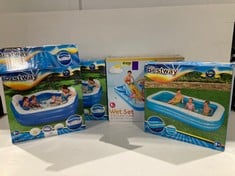 4 X BESTWAY INFLATABLE POOLS INCLUDING WET SET COLLECTION 2.44X198X71.