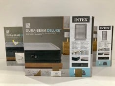 3 X INTEX DELUXE INFLATABLE MATTRESSES INCLUDING DURA-BEAM DELUXE COMFORT-PLUSH ELEVATED AIR MATTRESS.