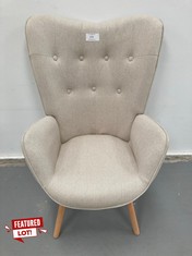 CREAM-COLOURED ARMCHAIR.