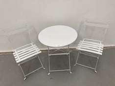 SET OF 2 CHAIRS AND TABLE FOR TERRACE WHITE COLOUR (STRIPED TABLE).