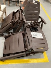 4 X SHAF ANTIBES RECLINING POOL LOUNGERS BROWN COLOUR WITH WHEELS (MAY BE BROKEN OR INCOMPLETE).