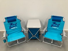 3 X BEACH ARTICLES INCLUDING TABLE / CUPBOARD OF THE BRAND AKTIVE.