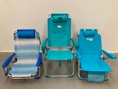 3 X BEACH CHAIRS OF DIFFERENT MAKES AND MODELS INCLUDING CREVICOSTA.