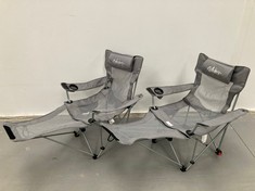 2 X WEJOY BEACH CHAIRS WITH OPTIONAL FOOTREST (CAN BE REMOVED OR PUT ON) GREY COLOUR.