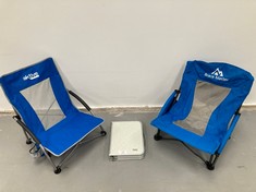 3 X CAMPING ITEMS INCLUDING BRACE MASTER CHAIR BLUE COLOUR.