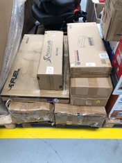 PALLET OF ASSORTED GYM ITEMS INCLUDING DRUMFIT X-BIKE 3000 NEO FOLDING EXERCISE BIKE.