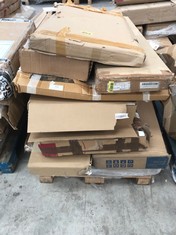 PALLET OF ASSORTED FURNITURE INCLUDING DESK (MAY BE BROKEN OR INCOMPLETE).