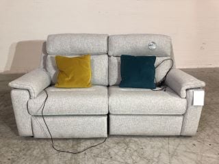 ELLIS WHITE COLOURED GRADE A FABRIC LARGE POWER DOUBLE RECLINER SOFA WITH HEADREST LUMBAR AND USB RRP £3916