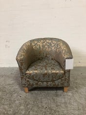 RIO GOLD AND BLUE FLORAL DESIGN FABRIC TUB CHAIR RRP £776