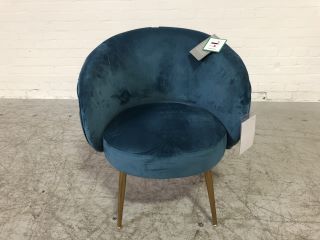 FACCOMBE FEDERAL BLUE COLOURED VELVET METAL LEGGED CHAIR RRP £796