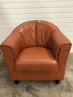 COPPER COLOURED LEATHER TUB CHAIR