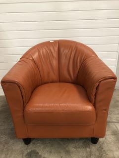 COPPER COLOURED LEATHER TUB CHAIR