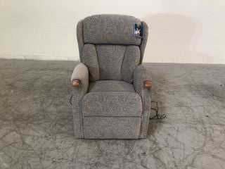 CANTERBURY GREY COLOURED FABRIC STANDARD DUAL MOTOR LIFT & RISE RECLINER CHAIR (POWER CABLE INCLUDED) RRP: £2,379.00