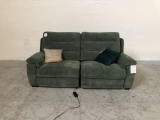 HENDRA MOSS COLOURED 2.5 SEATER DOUBLE POWER RECLINER SOFA W/LUBER SUPPORT (POWER CABLE INCLUDED) RRP £2,599.00