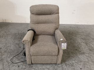 SANDHURST NATURAL COLOURED FABRIC STANDARD DUAL MOTOR LIFT & RISE RECLINER CHAIR (POWER CABLE INCLUDED) RRP: £2,299.00