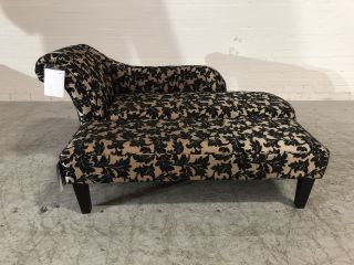 MALDON BLACK/LIGHT BROWN FLORAL PATTERN FABRIC CHAISE RRP £478