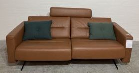 STELLA BROWN COLOURED PALOMA LEATHER 2.5 SEATER SOFA RRP £3429