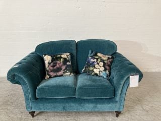 ROPLEY TEAL/FLORAL PATTERN GRADE A FABRIC 2 SEATER SOFA RRP £1979