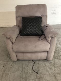 TAUPE COLOURED VELVET POWER RECLINER ARMCHAIR