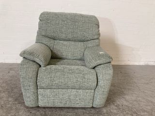 SEAFOAM GREEN COLOURED FABRIC POWER ARMCHAIR